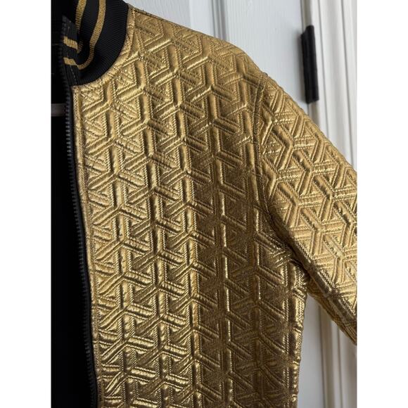Men’s Inc Macy’s Gold Chevron Print Bomber Jacket size Small - Picture 5 of 9